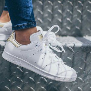 NEW Adidas Originals Stan Smith Metallic Gold White Sneakers Women's US 7